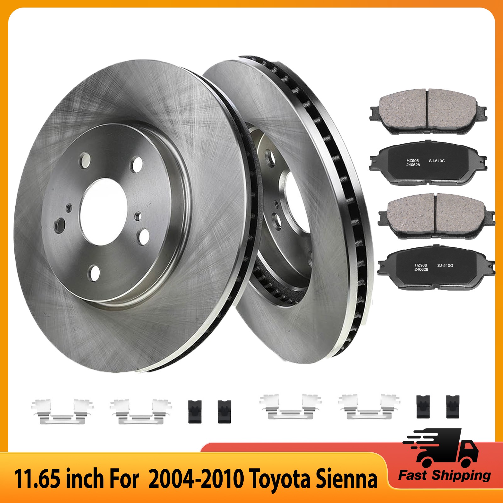 Front Brake Rotors Ceramic Pads for Toyota Sienna 2004-2010 Toyota Avalon 05-07