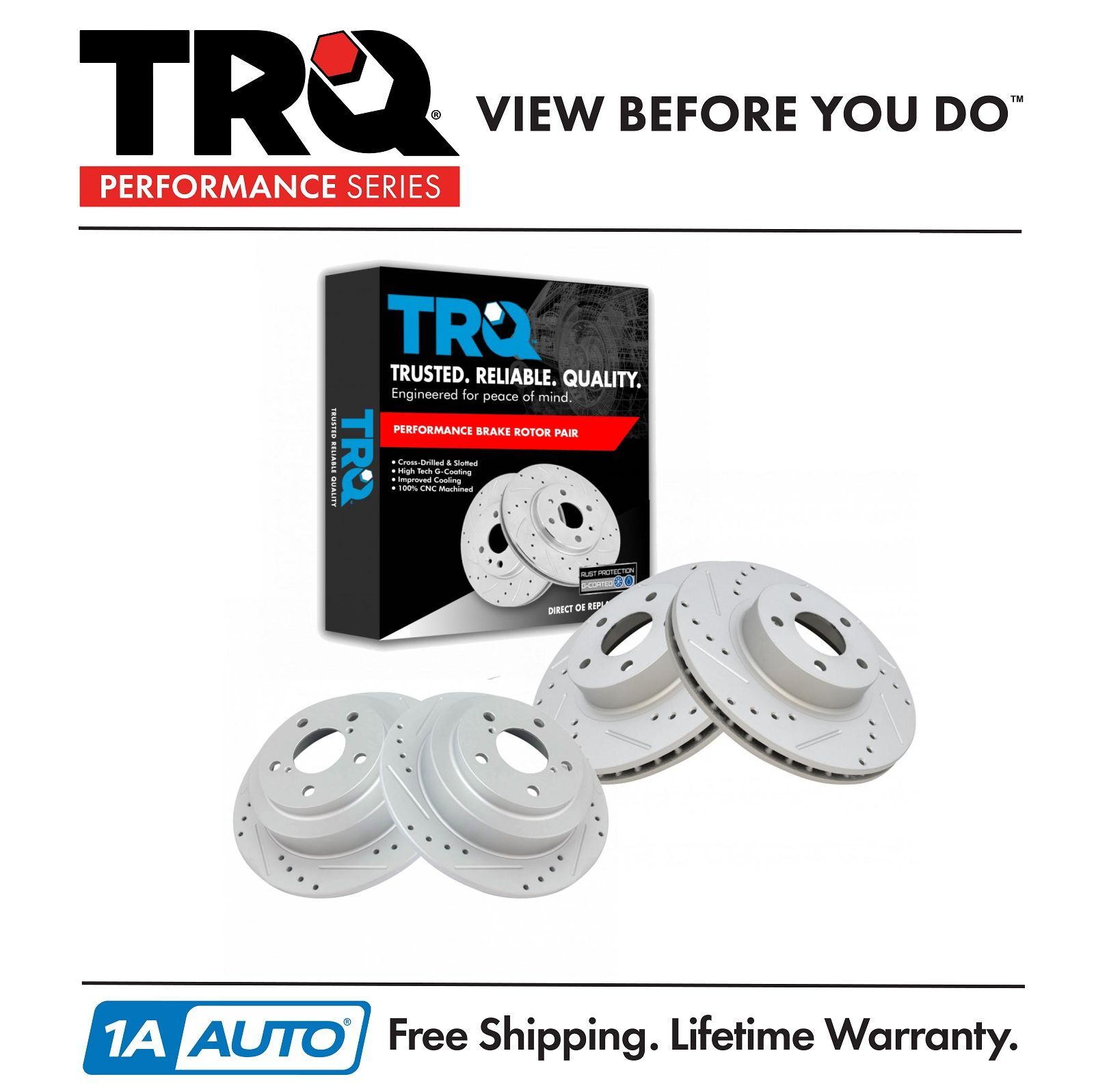 TRQ Performance Drilled Slotted Coated Rotor Front Rear Set of 4 for Subaru