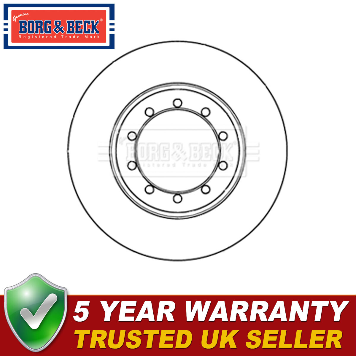Borg & Beck Rear 1x Brake Disc Fits Ford Transit 2.3 2.4 dCi 2.5 3.2 1488311