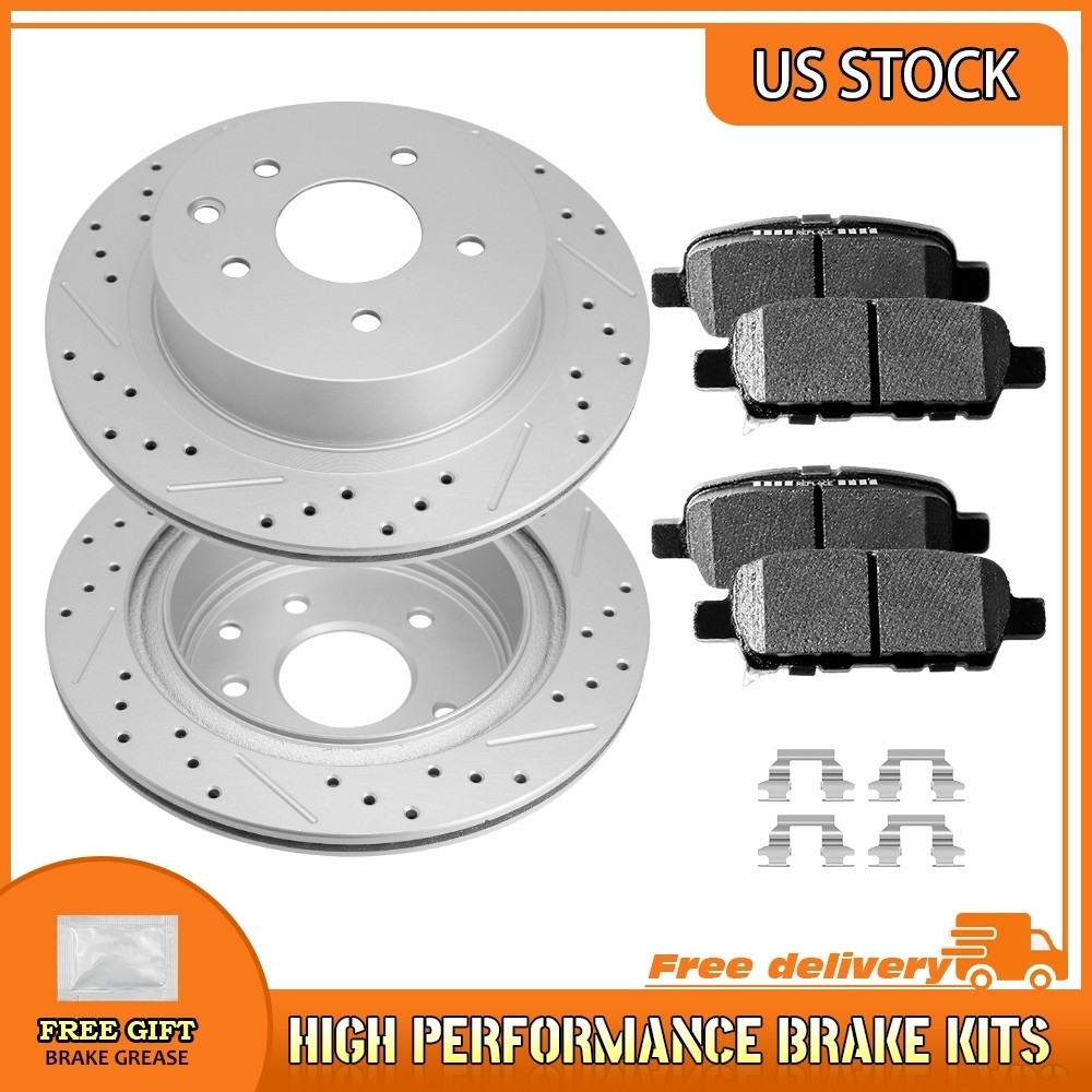 Rear Drilled Brake Rotor Ceramic Pad For Nissan 350z Juke Leaf Rogue Rogue Sport