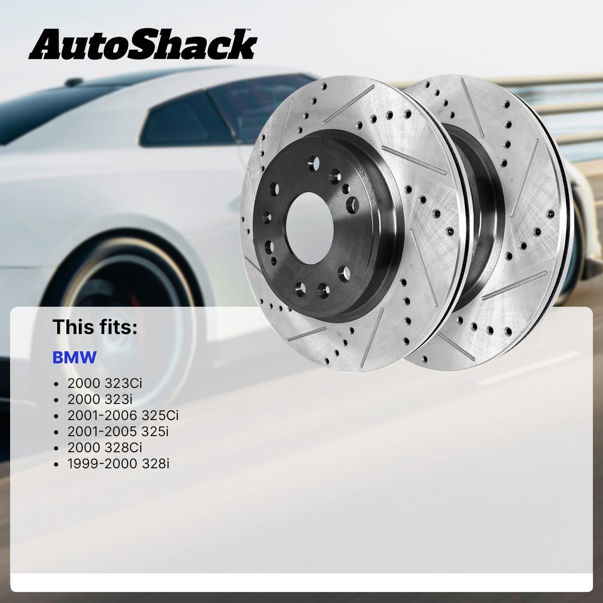 Front & Rear Drilled Slotted Brake Rotors Black Set of 4 for BMW 325Ci 325i 328i