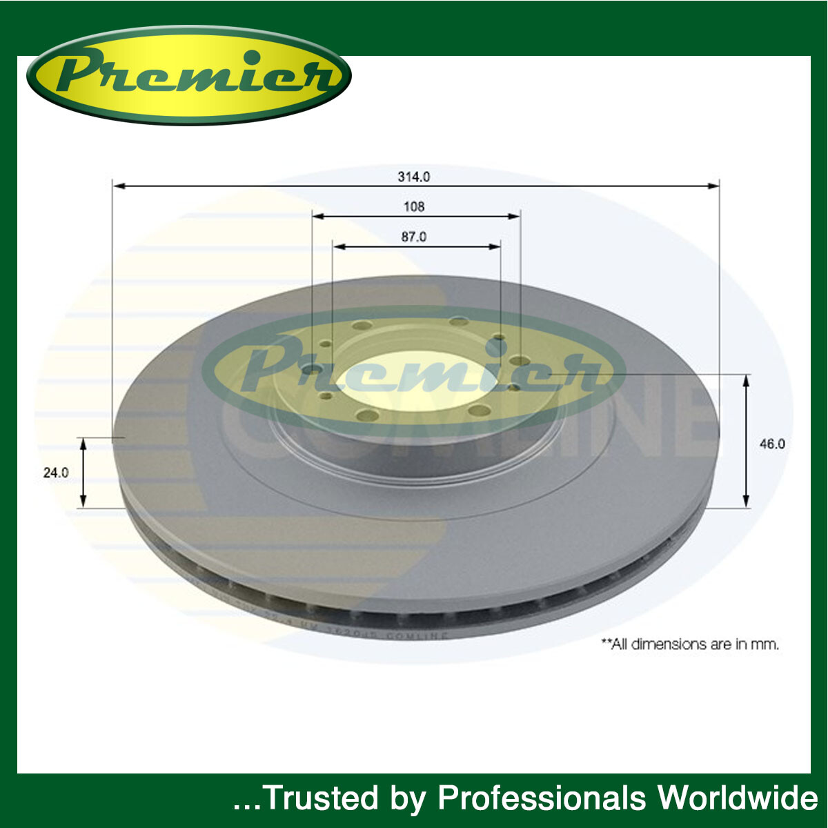 Premier Front Brake Disc Fits Mitsubishi Shogun Pajero L200 Sport Peugeot 406 #1