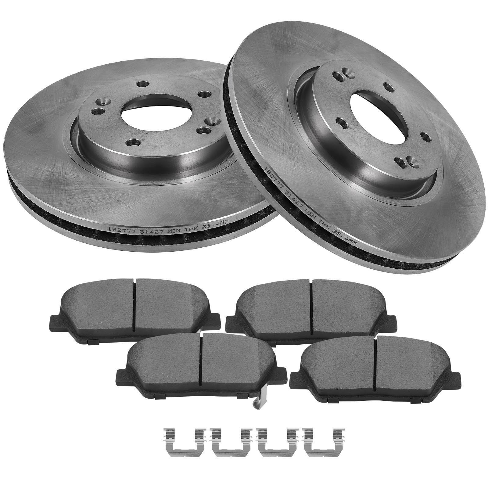 Brake Drilled Disc Rotors Ceramic Pads Front Fits Hyundai Veloster 2013 – 2016