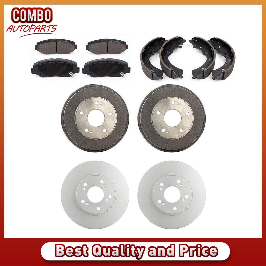 Front Rotors Pads Rear Drums & Shoes for 2003-2007 Honda Accord