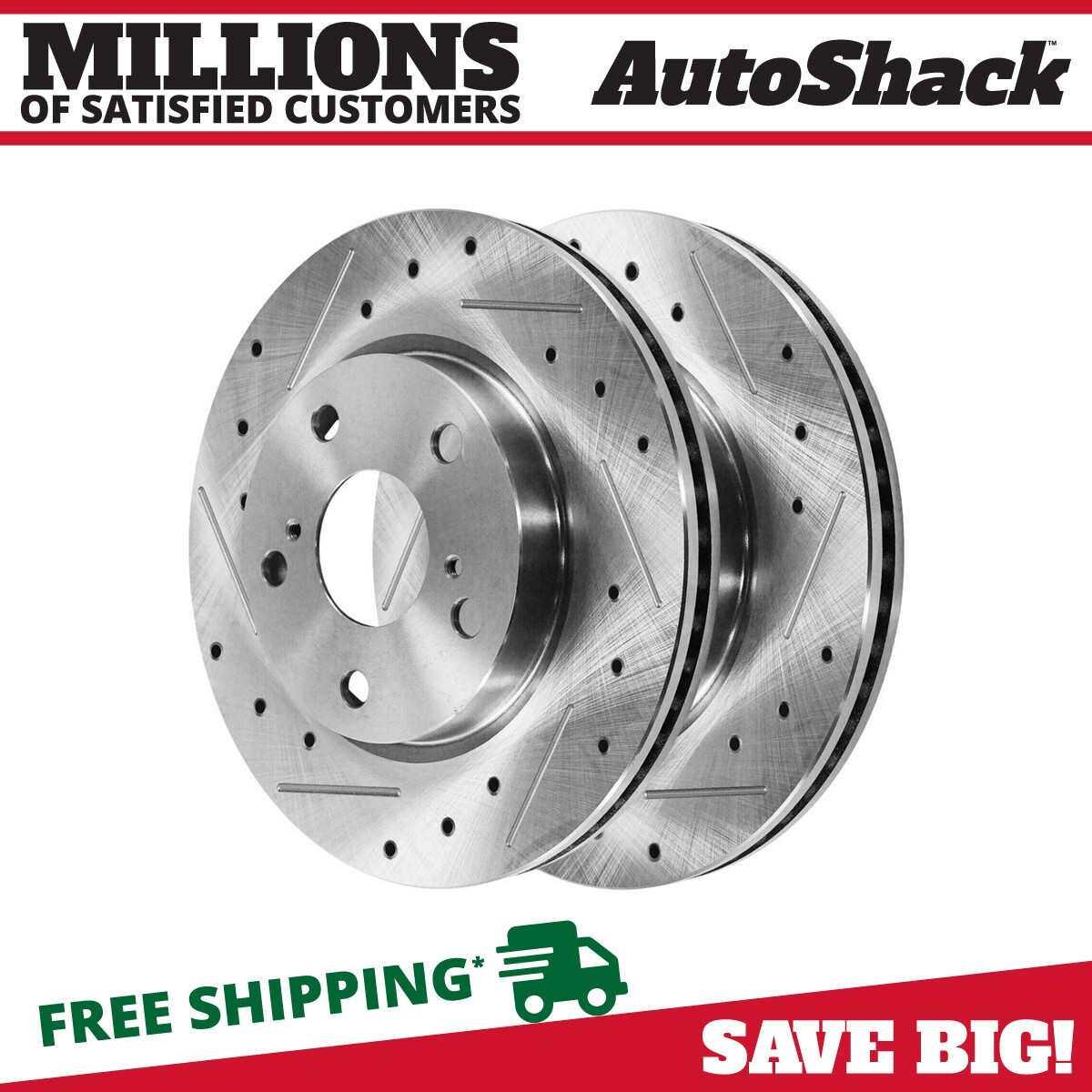 Front Drilled Slotted Brake Rotors Silver Pair 2 for Toyota RAV4 Scion xB 2.5L