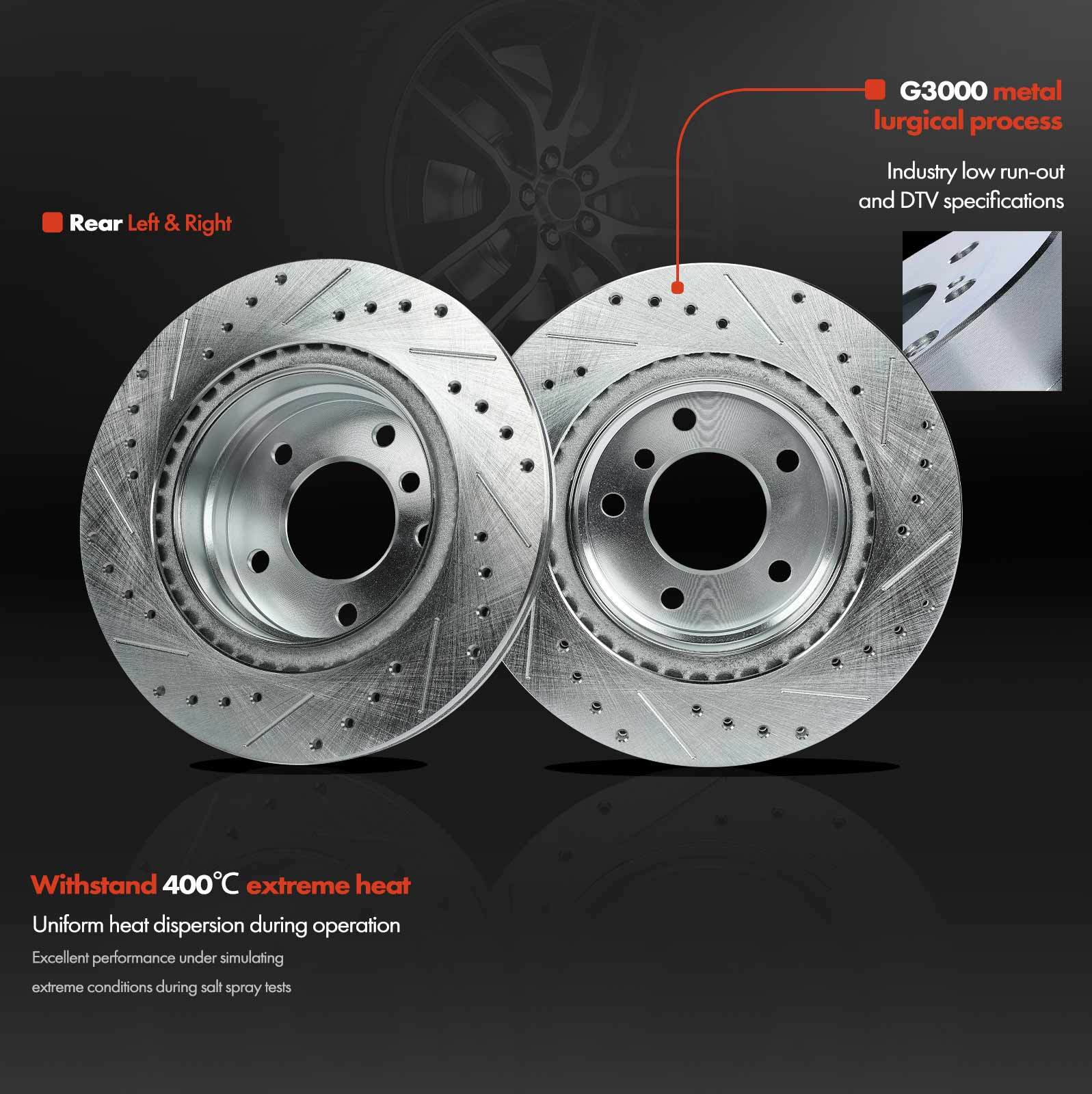 Rear Side Drilled Brake Rotor & Ceramic Brake Pads for BMW 323i 2006-2011 328i