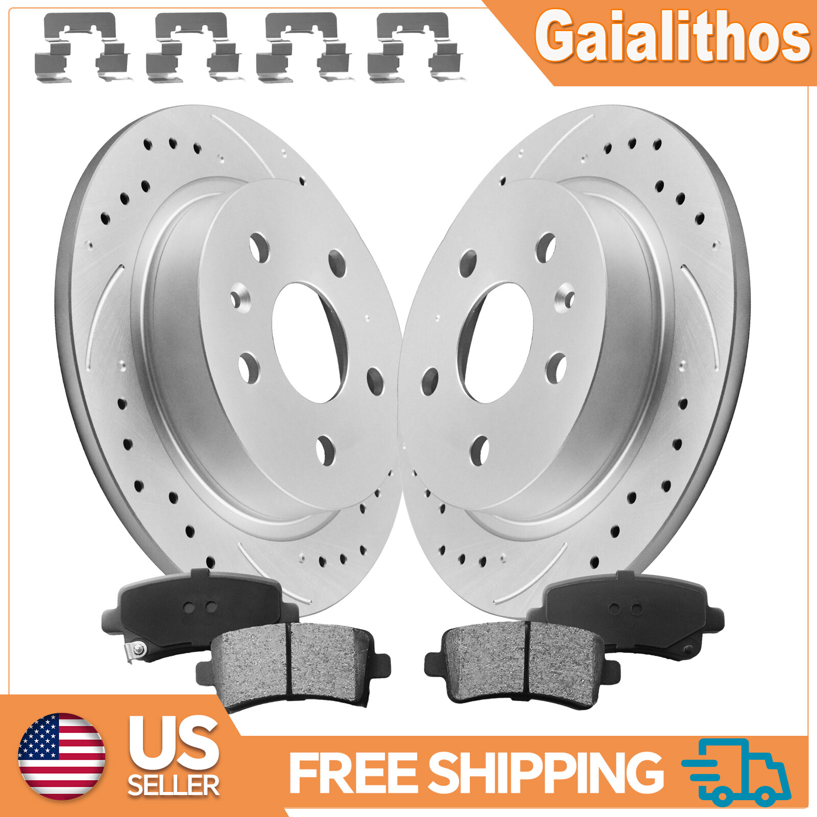 Rear Brake Rotors And Ceramic Pads Kit For 2013 2014 2015 Chevrolet Malibu 5LUG