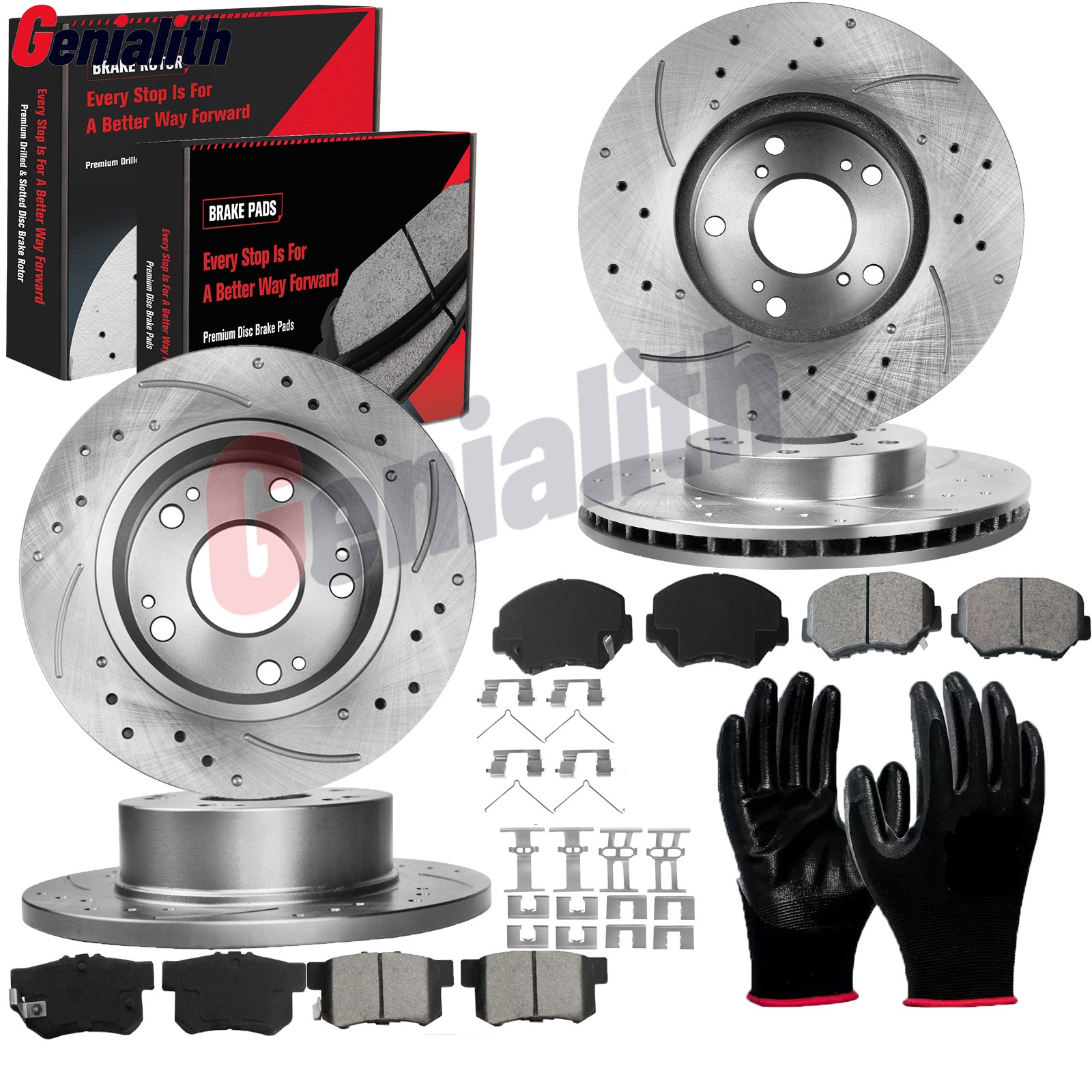 11.1in Front & 10.2in Rear Brake Rotors Brake Pad For Honda Civic 2013-2014 2015