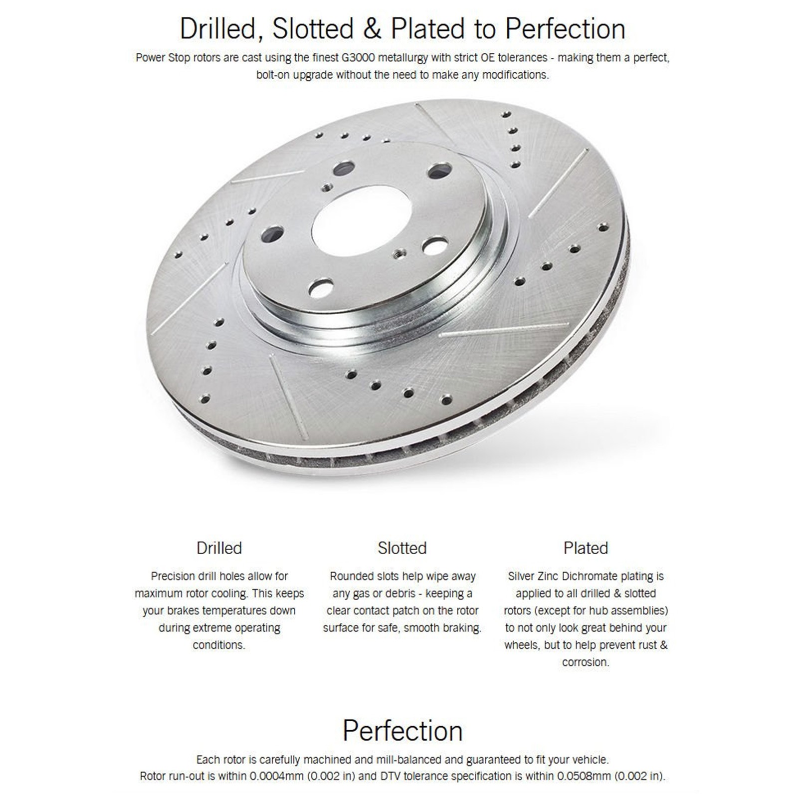 Power Stop Drilled & Slotted Front Brake Rotors for Silverado Sierra Yukon Tahoe