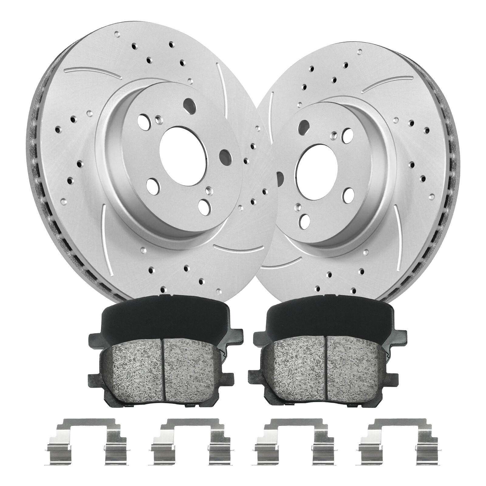 Front Drilled Slotted Brake Rotors + Pads for Toyota Matrix 2003-2008