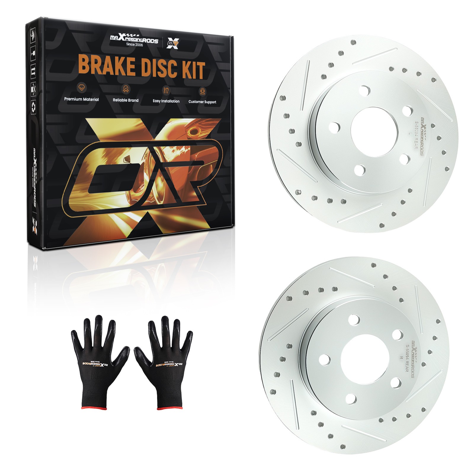 Rear Drilled&Slotted Brake Rotors Kit For Pontiac G5 2007-10/G6 2005-10 S-55094