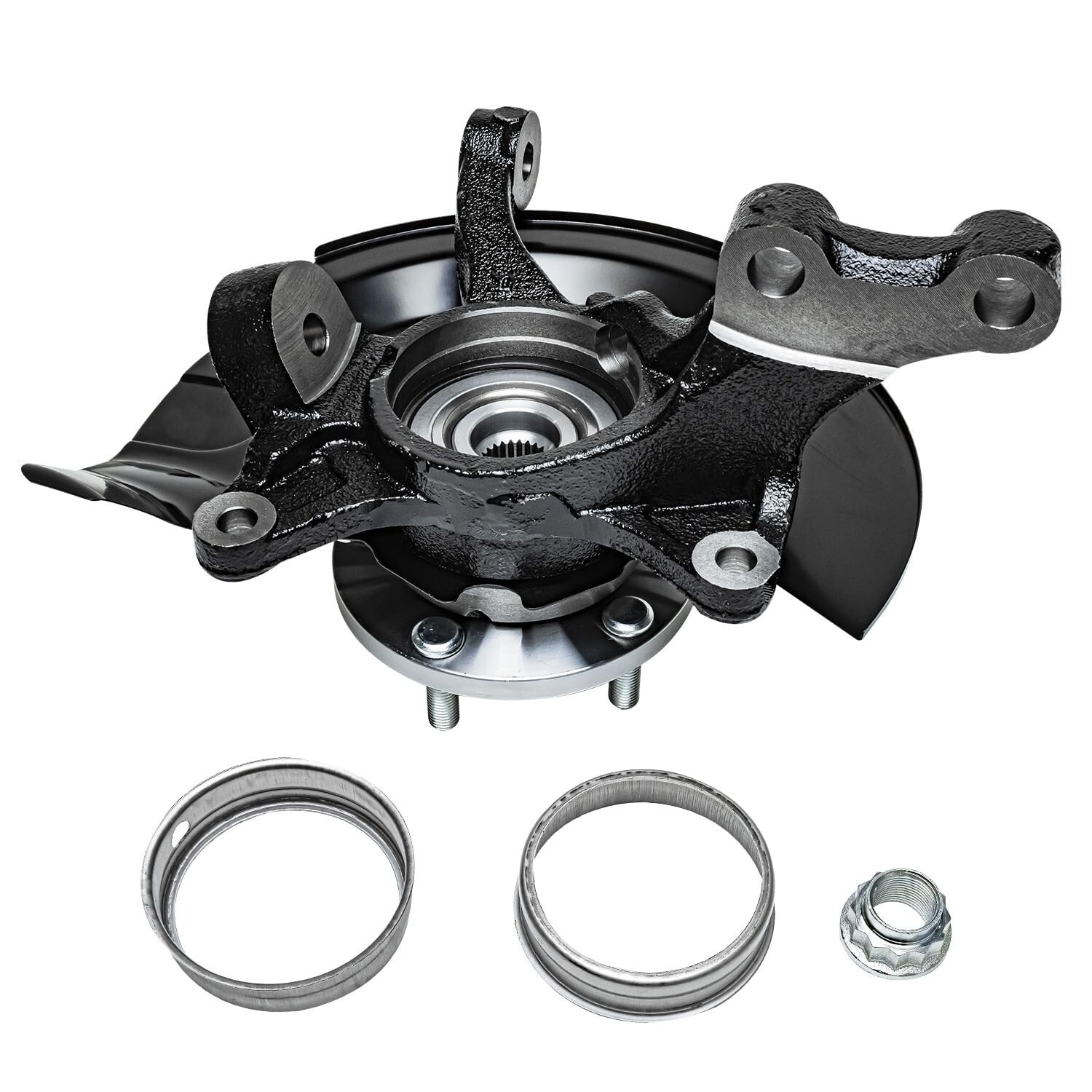 Front Steering Knuckles Hub Bearing Disc Rotors Brake Pads for Toyota Camry 2.4L