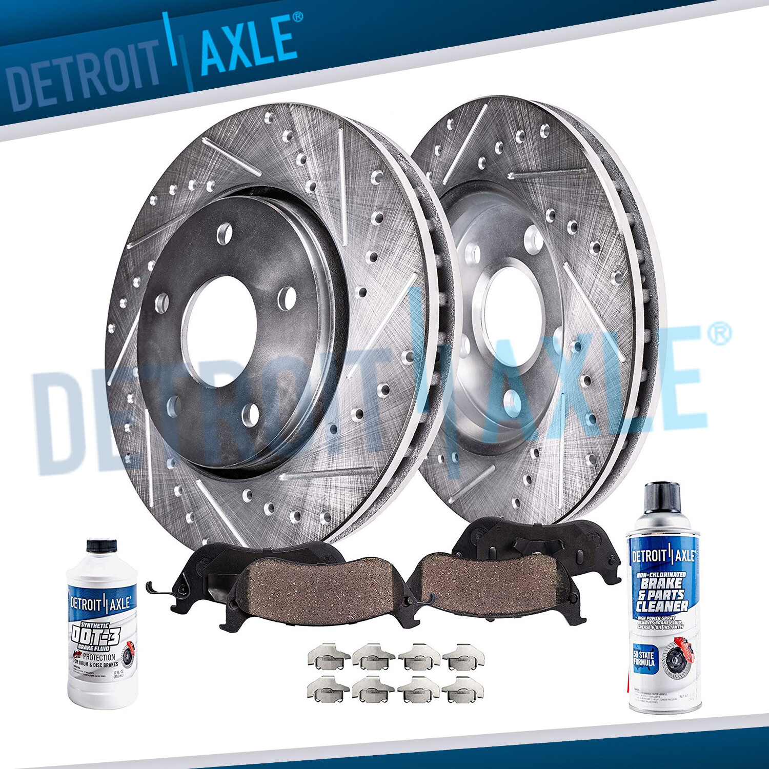 11.8 In (300mm) Front Drilled Rotors + Brake Pads for Jaguar S-Type Lincoln LS
