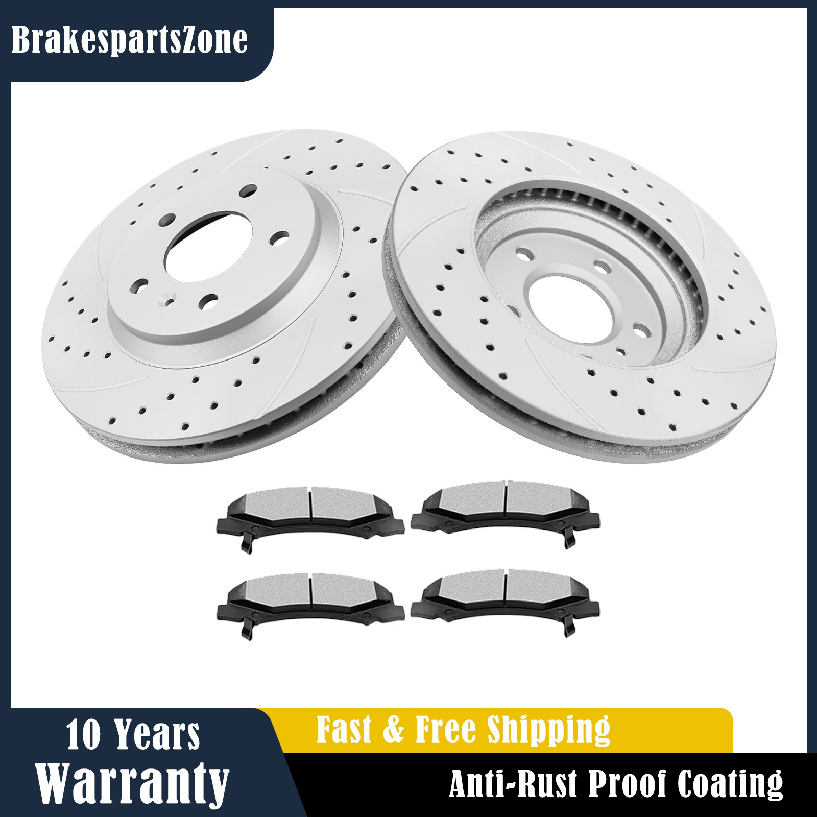 Front Brake Rotor and Pads for Chevrolet IMPALA LIMITED 2014-2016 Old Body Style