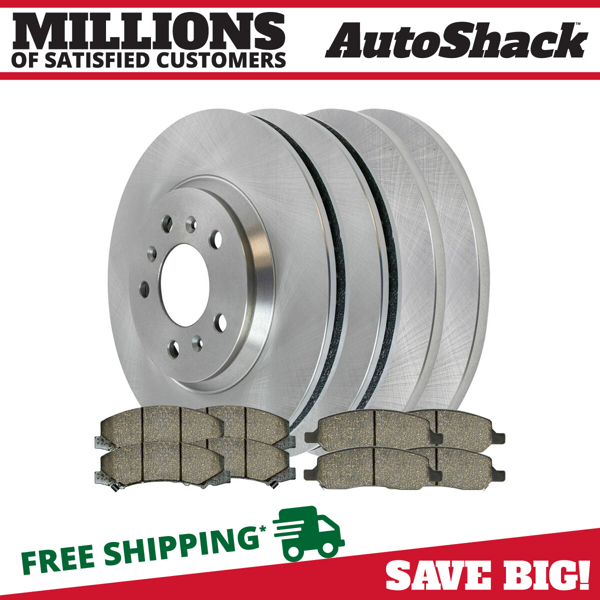 Front & Rear Brake Rotors & Pads for 2006-2010 2011 Buick Lucerne 3.8L 3.9L V6