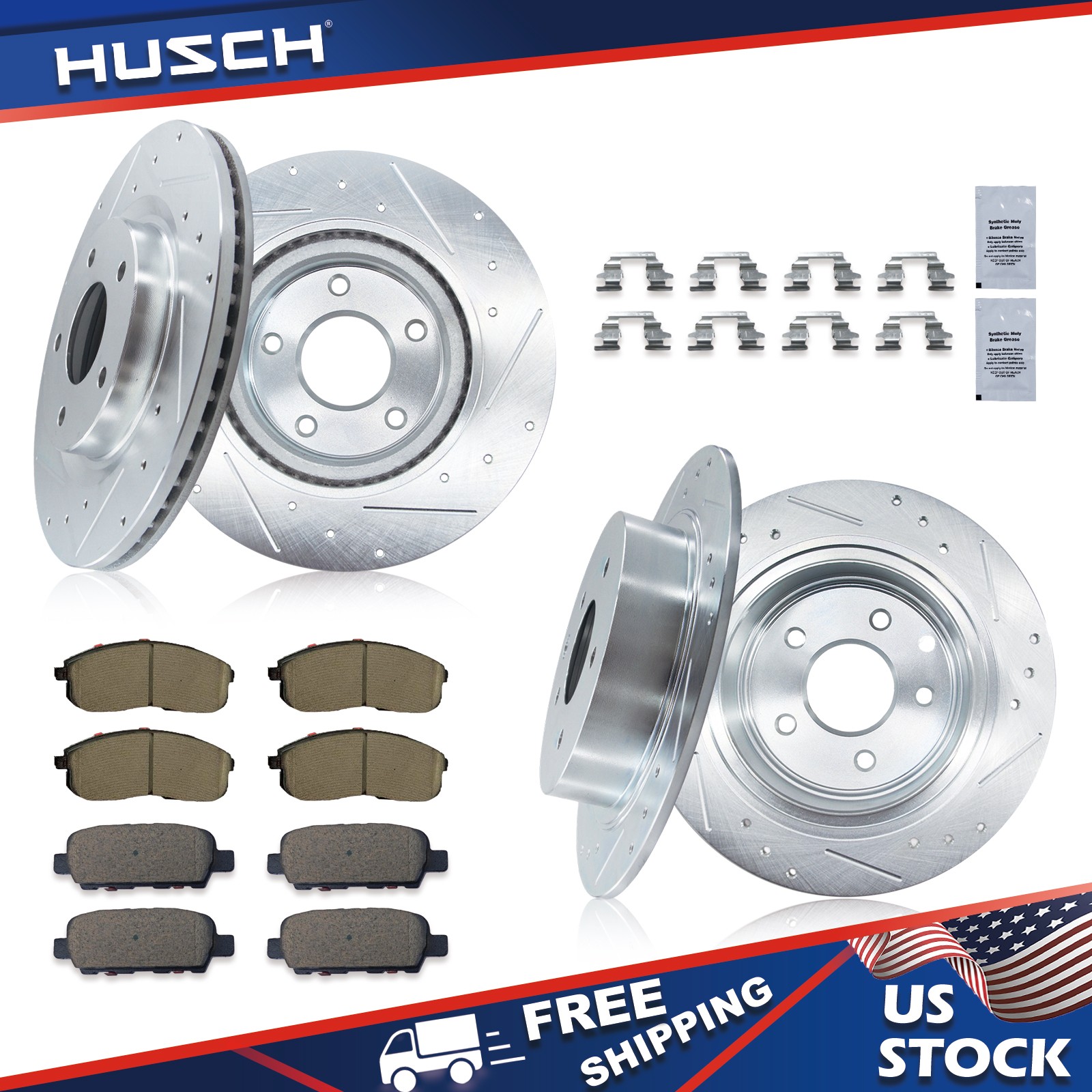 Front Rear Brake Disc Rotors and Ceramic Pads Kit for 2007-2013 Nissan Altima