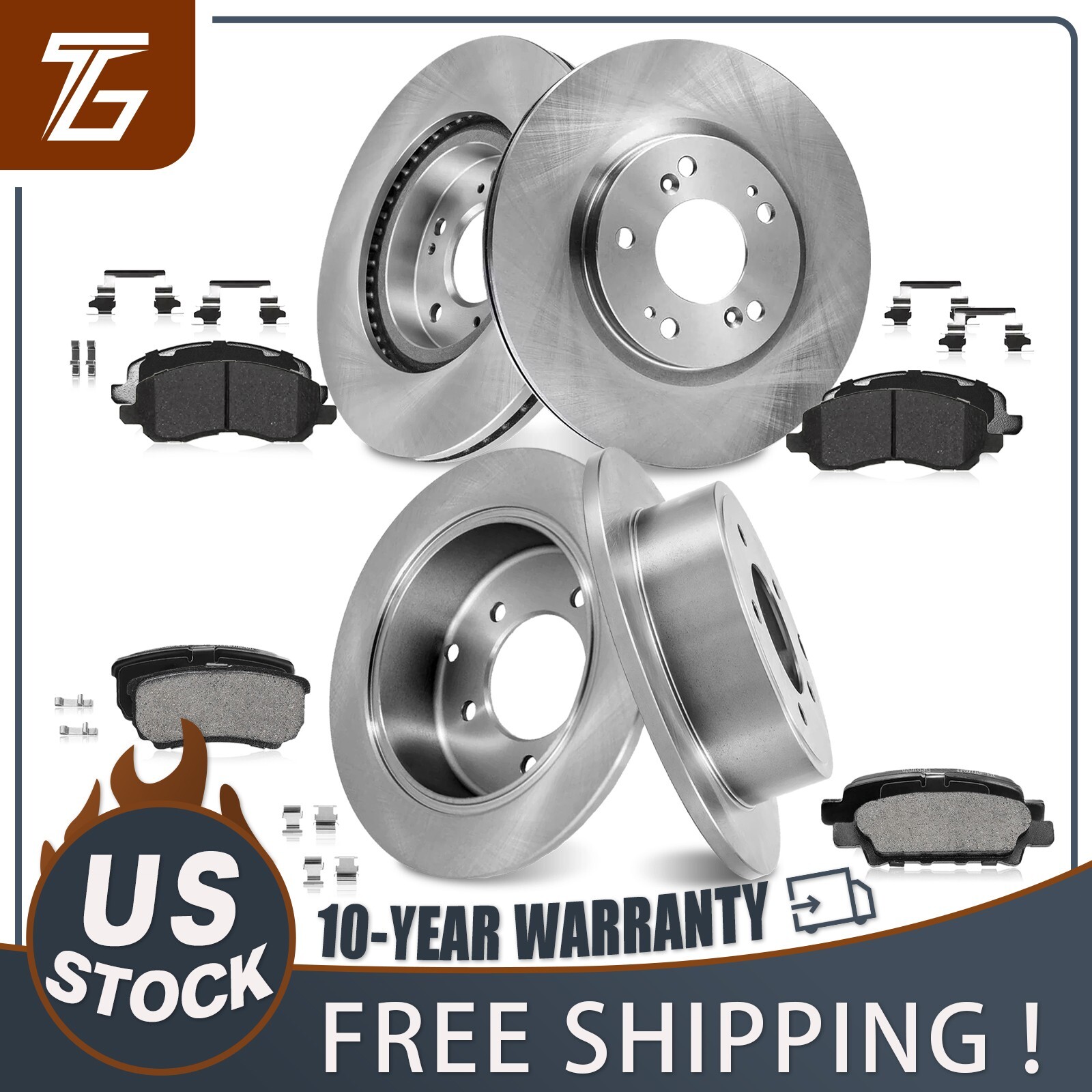 Front & Rear Brake Rotors Pads Kit for 2007 2008 2009 2010 – 2017 Jeep Compass