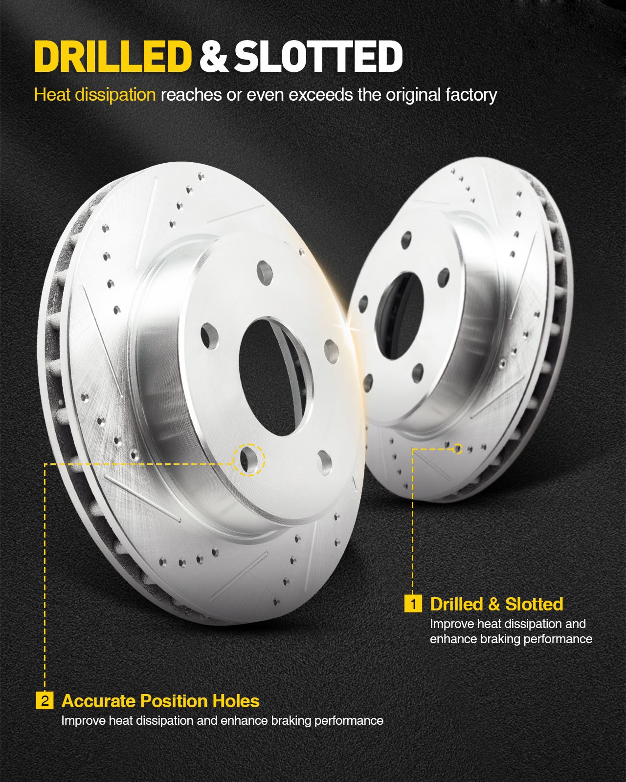 2x Front Drilled Slotted Brake Rotors For 2005-2019 Nissan Frontier 2.5L 980369