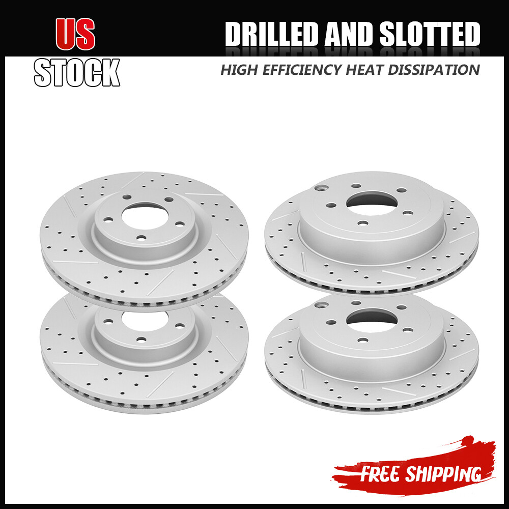 4PCS Front & Rear Drilled Brake Rotors for 2007-2010 Ford Edge Lincoln MKX