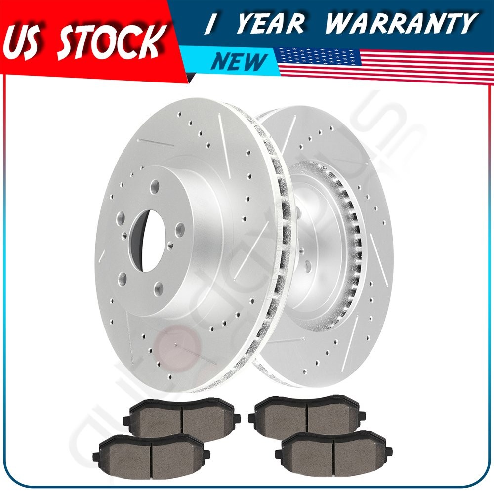 Brake Discs Rotors With Ceramic Pads For Subaru Impreza 2002 -2010 Front Drilled