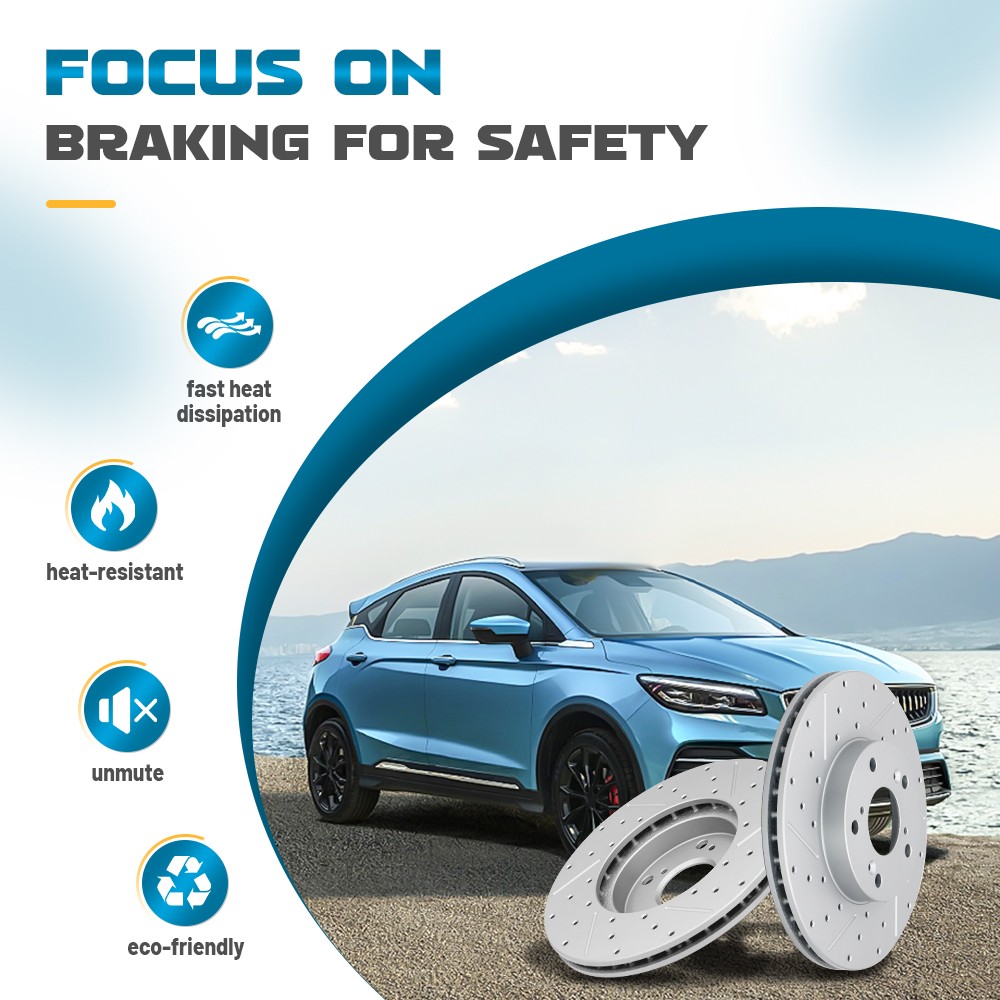 Front Drilled Brake Rotors+Ceramic Pads W/Hardware Kit for Infiniti Q50 Q60 QX50