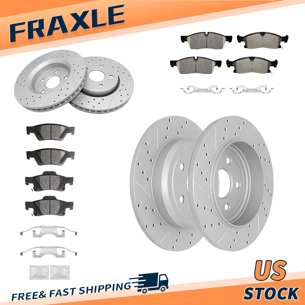 Front and Rear Drilled Rotors+Brake Pads for 2011-18 Jeep Grand Cherokee Durango