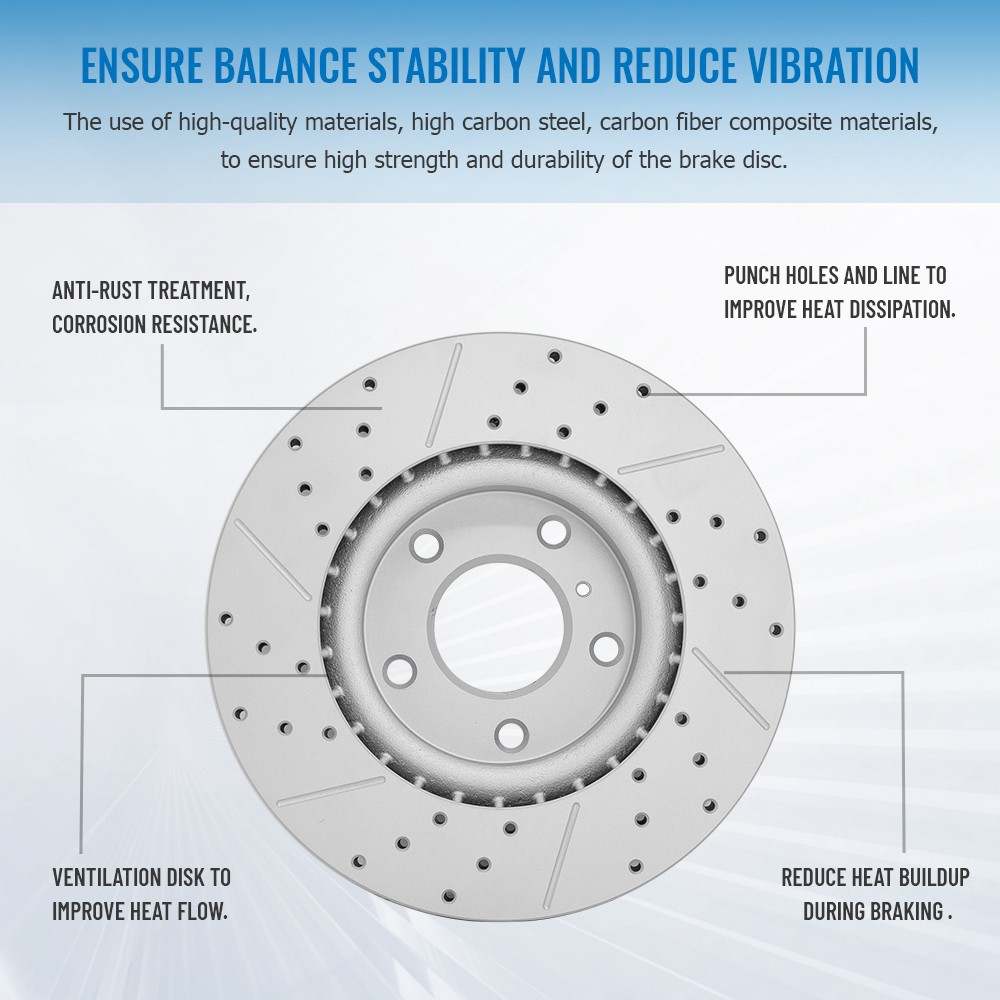 Front Rear Drilled Slotted Disc Brake Rotors Kit for 2013 – 2019 Cadillac ATS