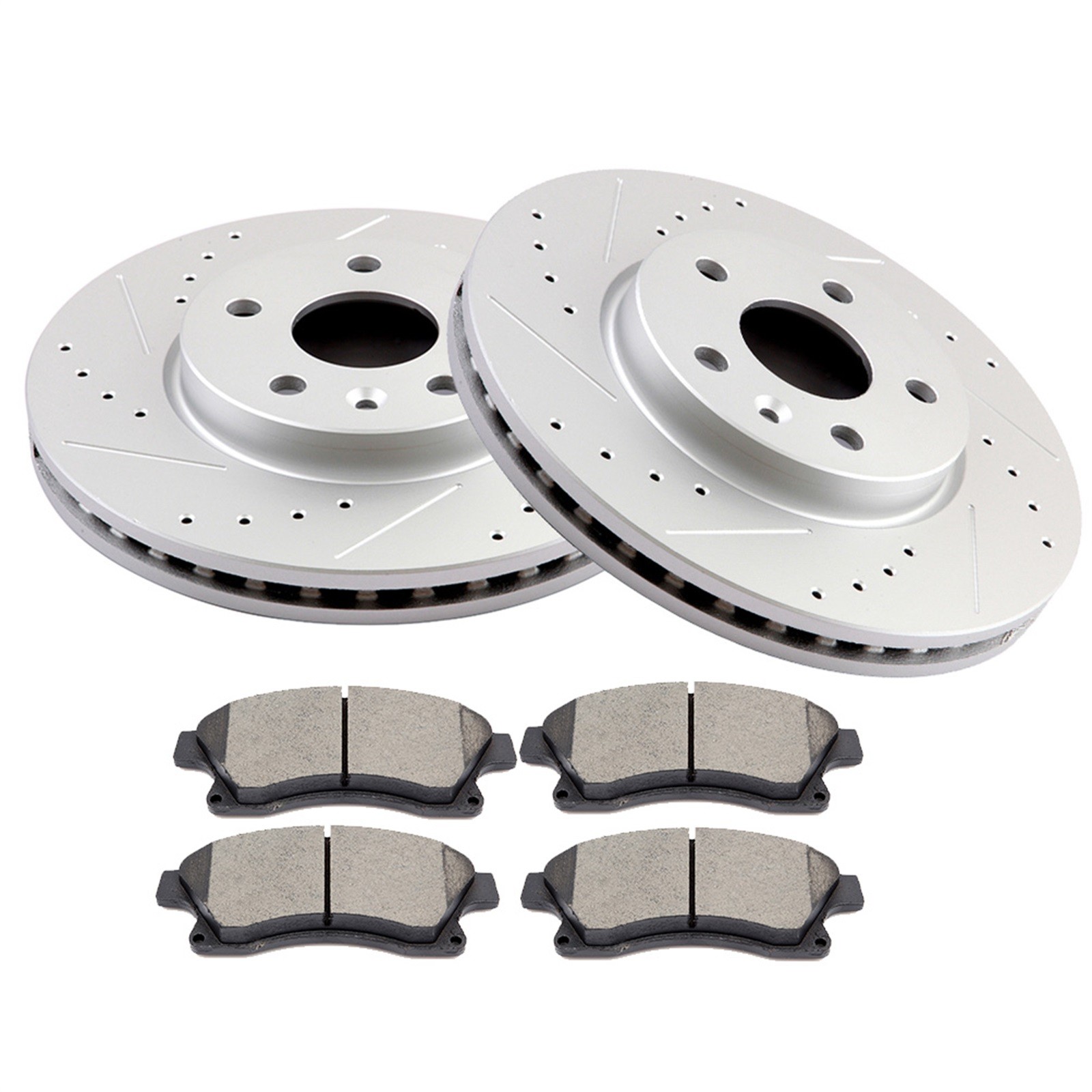 Front Brake Rotors And Ceramic Pads For Chevrolet Sonic Cruze Drilled & Slotted