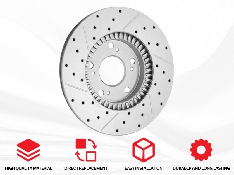 Left & Right Rear Drilled Disc Brake Rotors Set for Honda Civic CR-V 2017-2023