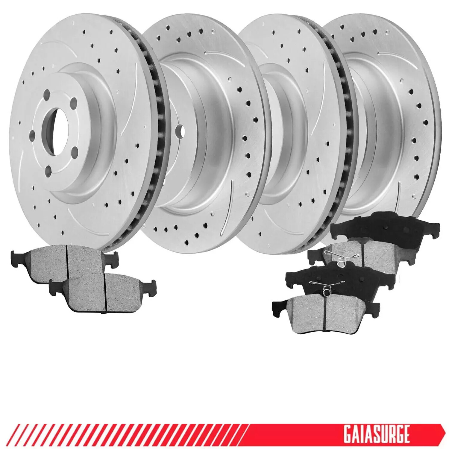 For 1999-2004 Ford Mustang Front and Rear Disc Brake Rotors Ceramic Brake Pads