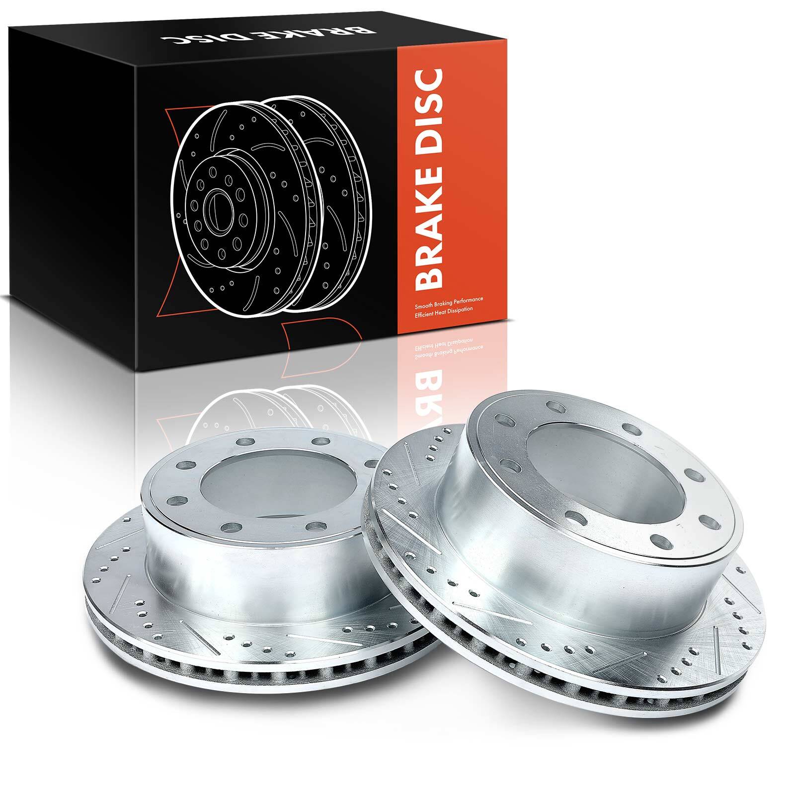 Rear LH & RH Drilled Disc Brake Rotors for Ford Excursion F-250 F-350 Super Duty