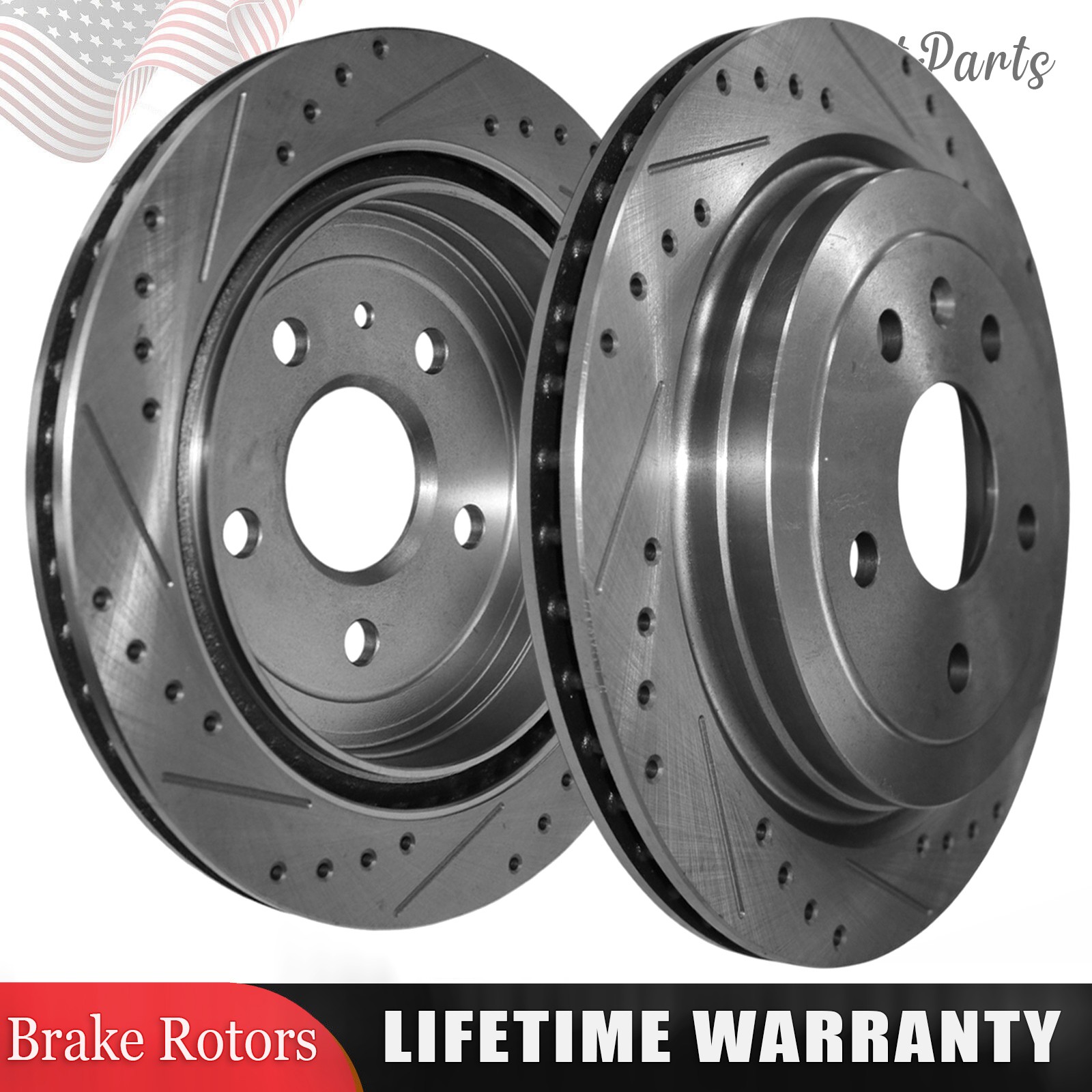 2pcs Rear Drilled Brake Rotors for Chevrolet Camaro 10-15 Cadillac CTS 2008-2019
