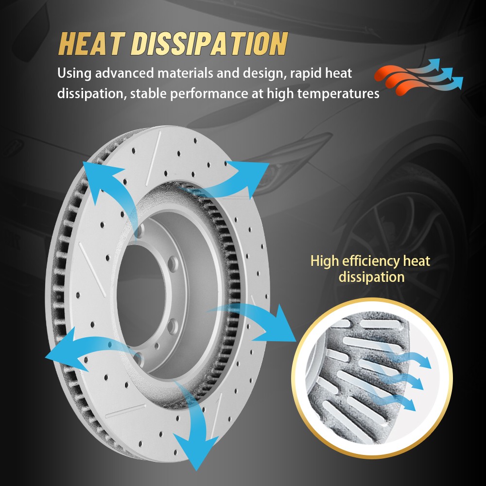 280mm Front Drilled Slotted Brake Rotors for Kia Soul Forte Koup Forte5 2.0L