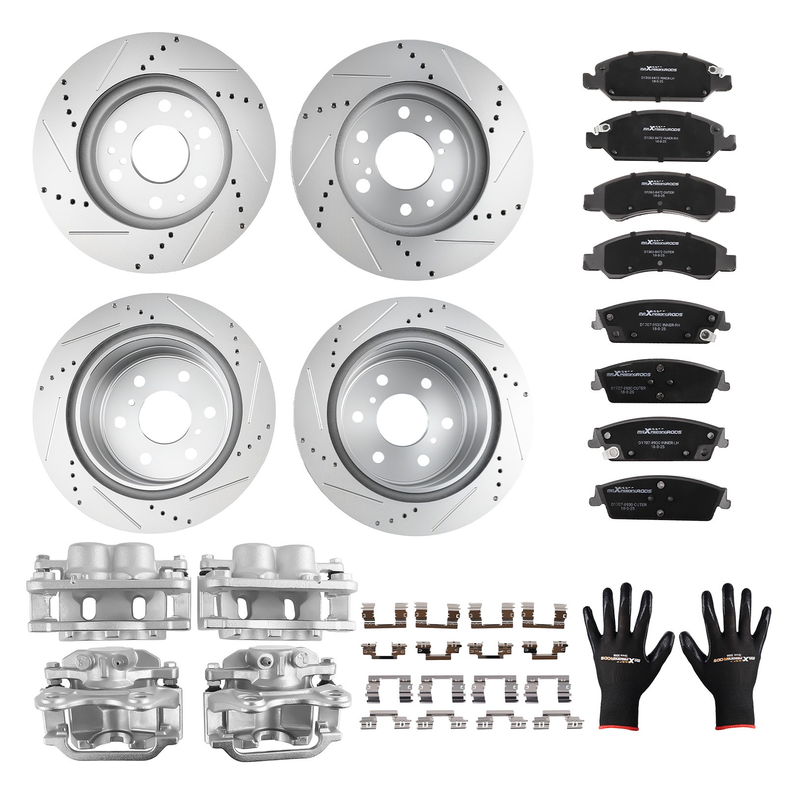 16x Front Rear Brake Rotors+Calipers w/Pads for GMC Yukon XL/Yukon 2015-2020