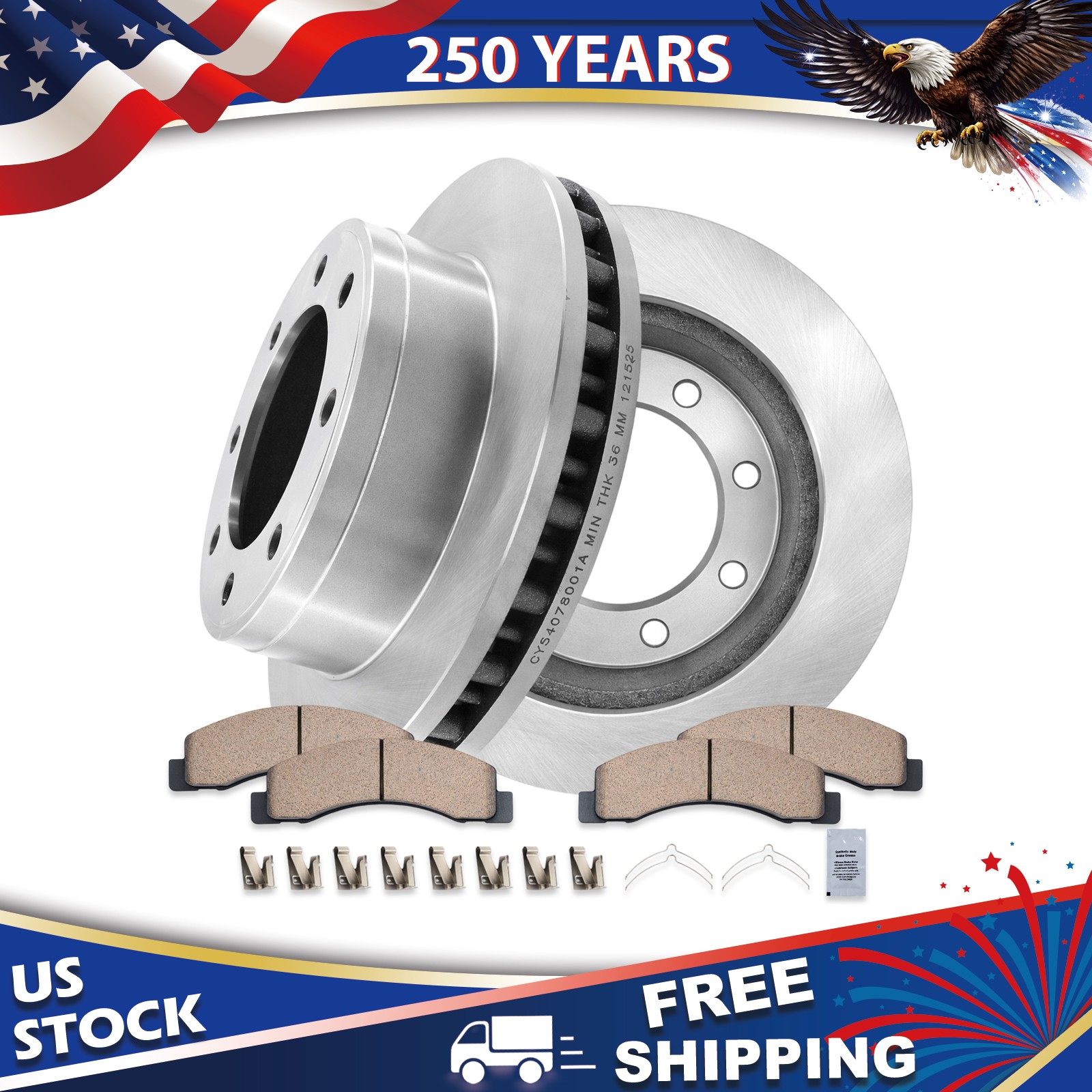 13.03 ” FRONT Disc Rotors Brake Pads For 1999-2004 Ford F-250 F-350 Super Duty