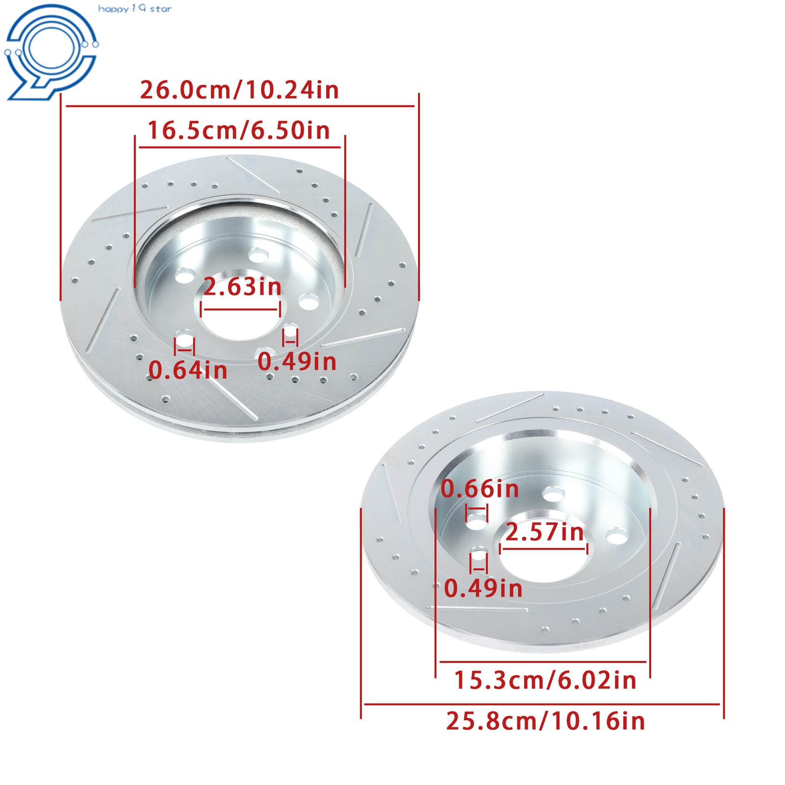 Front & Rear Drilled Brake Rotor & Brake Pads For Mini Cooper F56/ F57 2015-2016