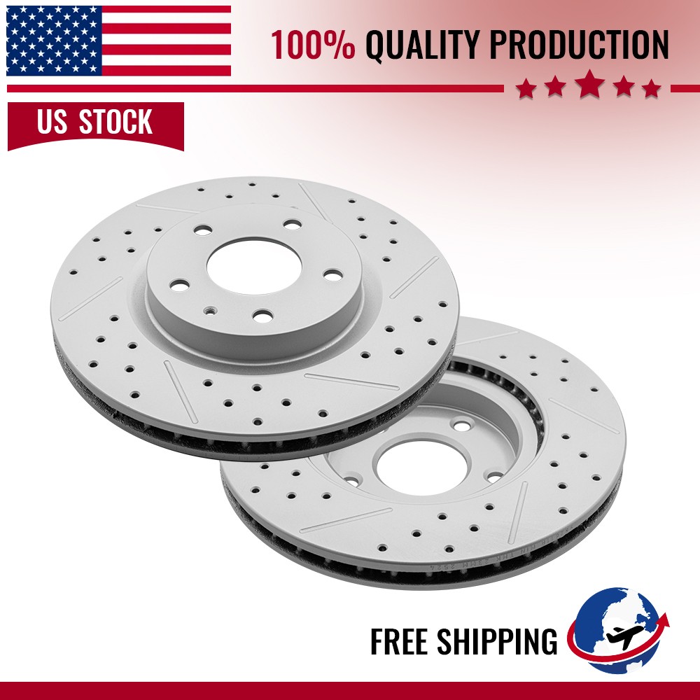 Front Drilled Brake Disc Rotors Pair For Mazda 3 2019-2025 Cx-30 2020 2021 2022