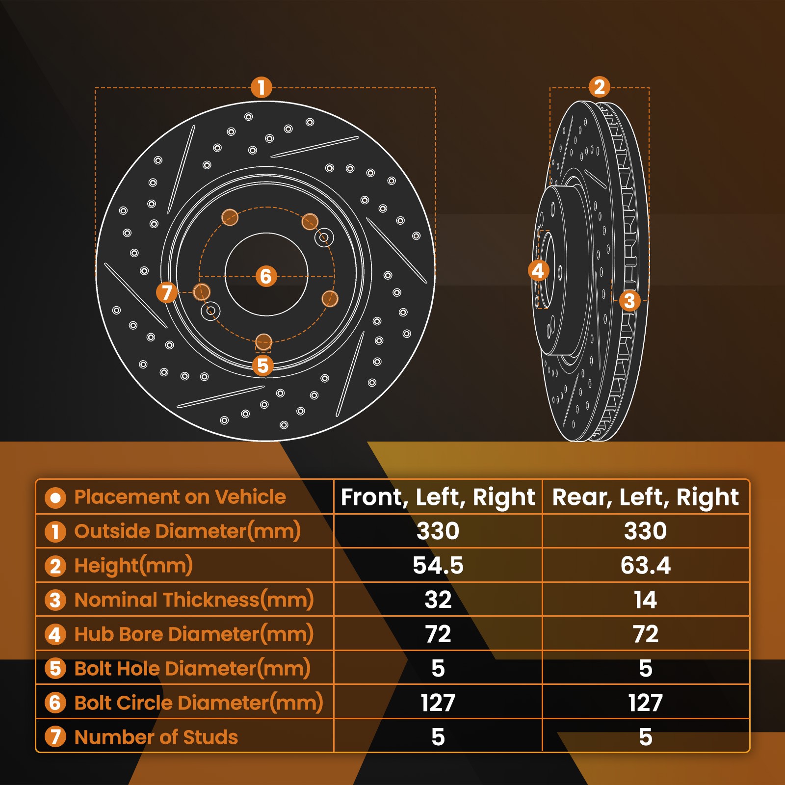 Front Rear Brake Rotors+Ceramic Brake Pads Kit for Jeep Grand Cherokee 2011-2018