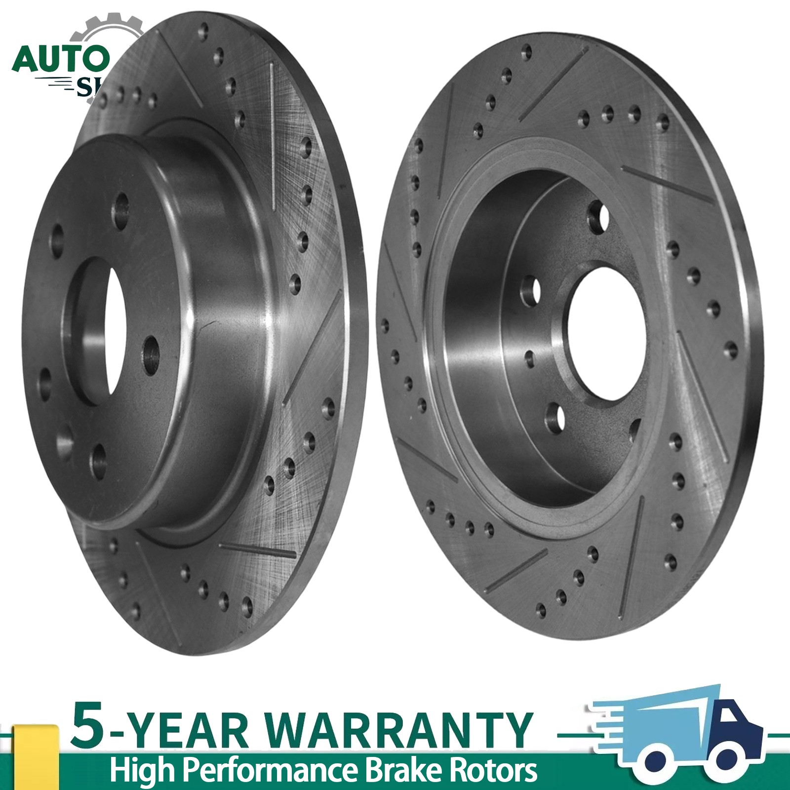 2Pcs Rear Drilled Brake Rotors for Chevrolet Volt 2016-2019 Cruze Bolt Euv EV