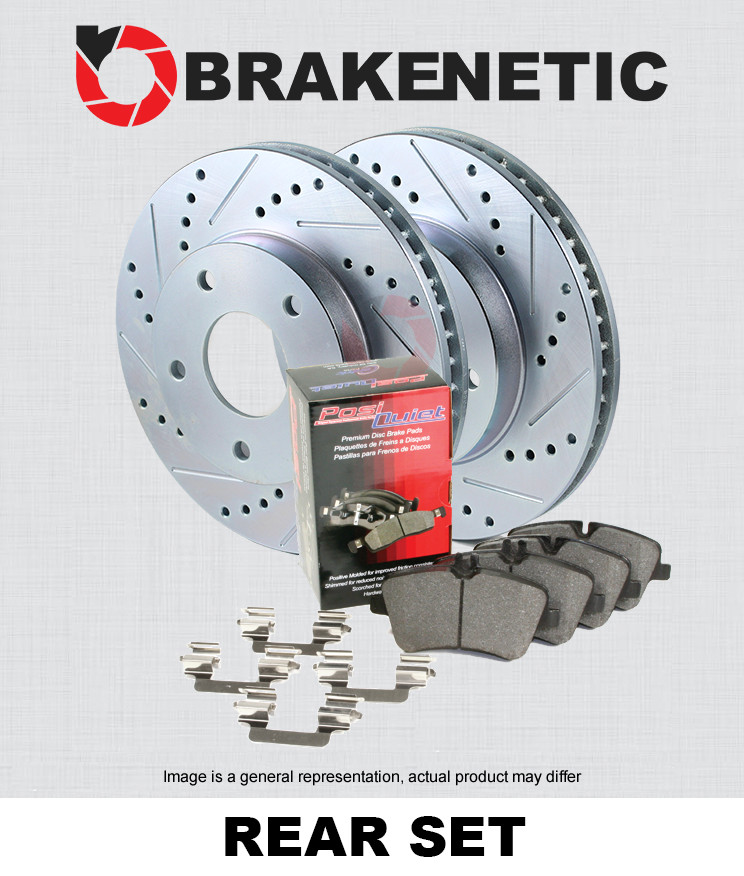 REAR BRAKENETIC Sport Drill Slot Brake Rotors + Ceramic Pads 35.34159.11