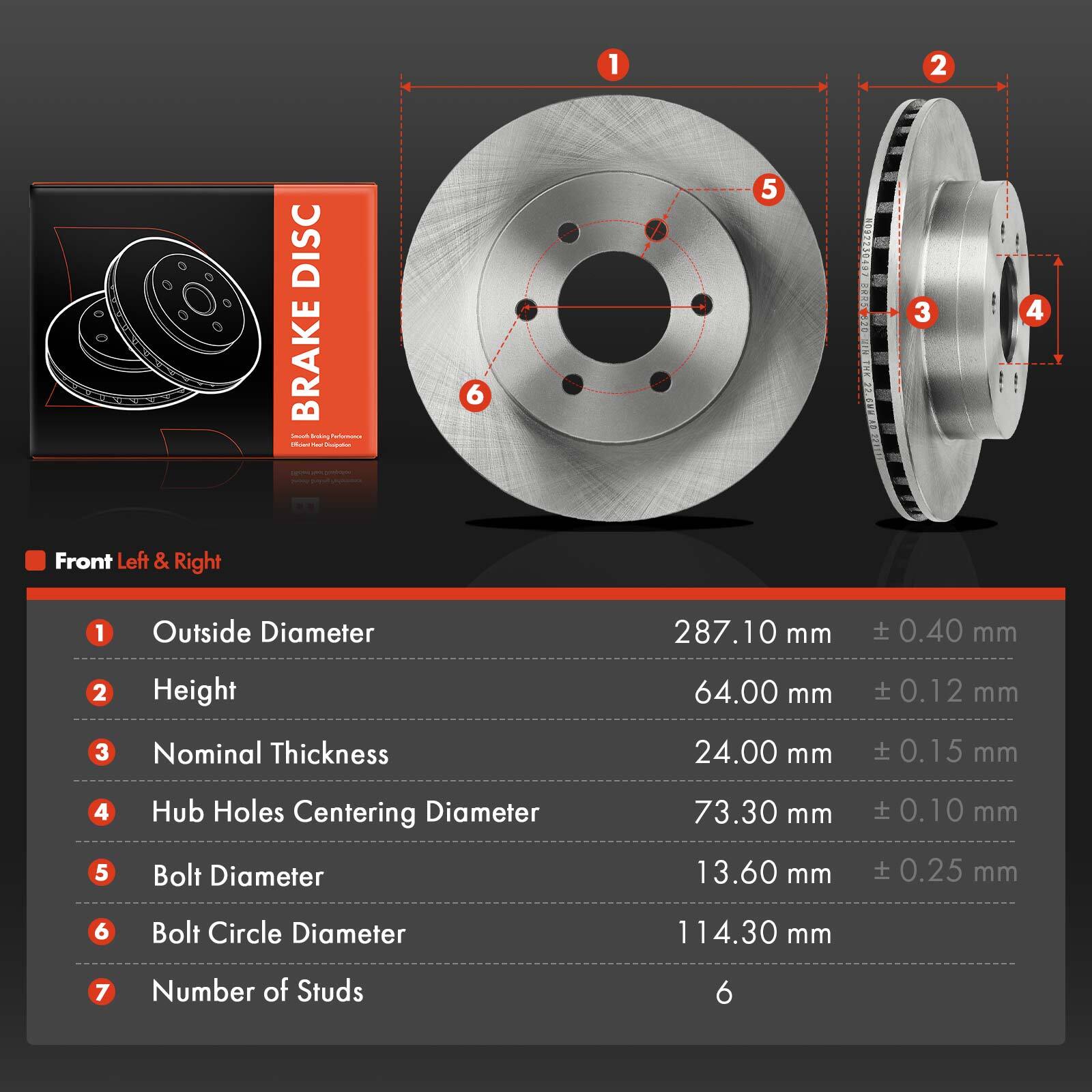 2x Front Left & Right Side Disc Brake Rotors for Dodge Dakota 1997-2002 Durango