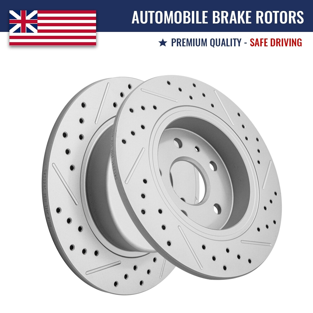 2PCS Rear Drilled Disc Brake Rotors For Chevrolet Cruze Bolt EV EUV Volt