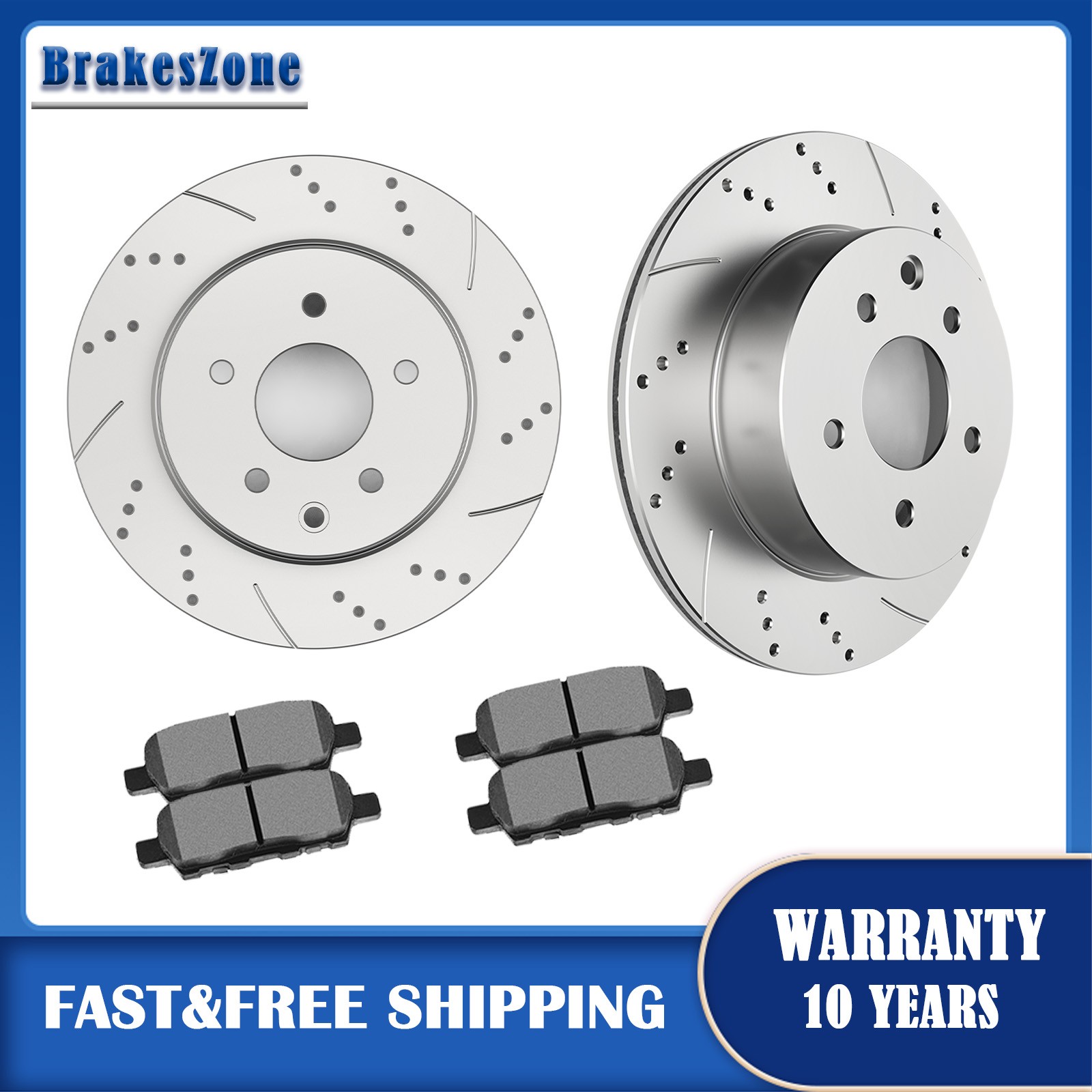 Rear Brake Rotors Ceramic Pads for Infiniti G35 03-2004 Single Piston 2005 AWD