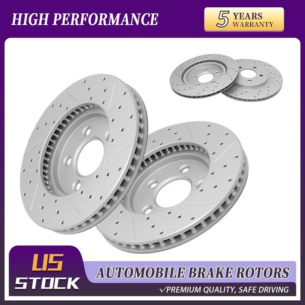 Front Rear Drilled Disc Brake Rotor For Ford Mustang 2005 2006 2007 2008-2010