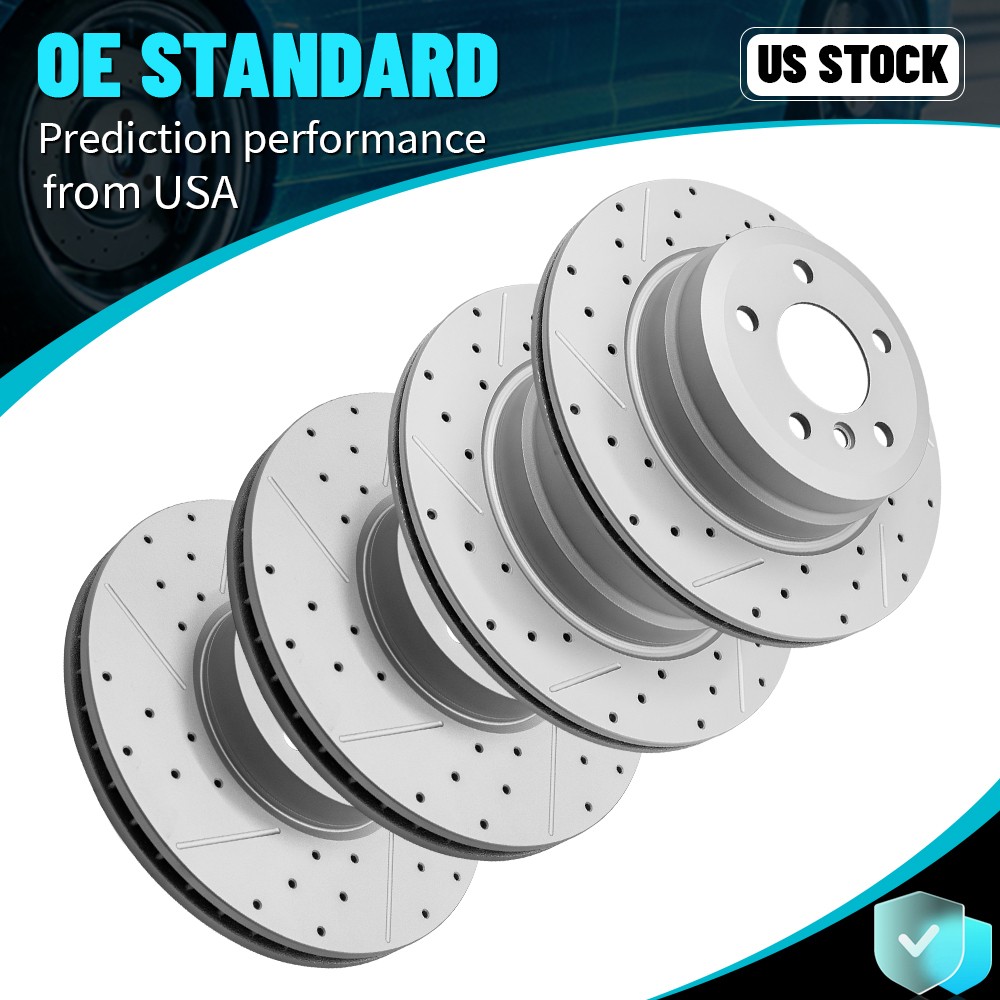 13.07″ Front 12.59″ Rear Drilled Disc Brake Rotors Kit for for BMW X5 X6 2011-18