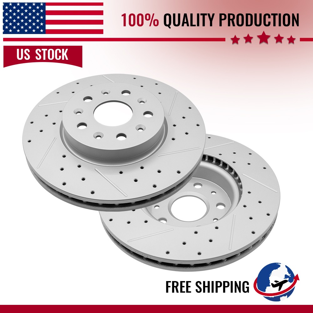 Front Drilled and Slotted Brake Disc Rotors For Chevrolet Camaro 2016 2017 2018