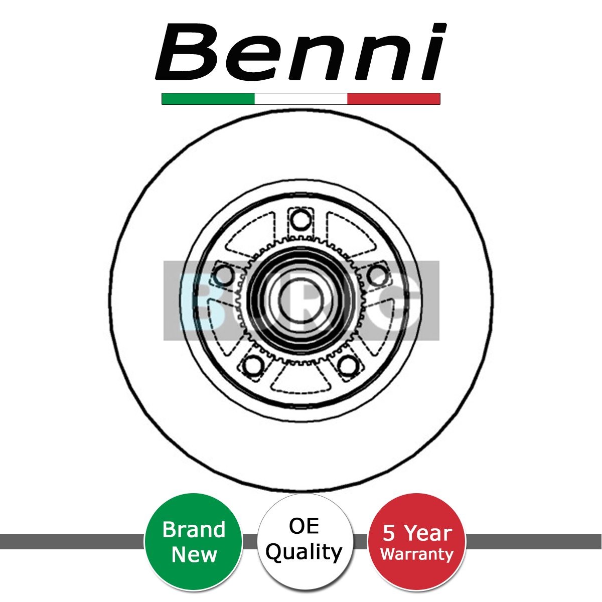 Brake Disc Rear Benni Fits Vauxhall Vivaro 2001-2014 Renault Trafic II 2001-