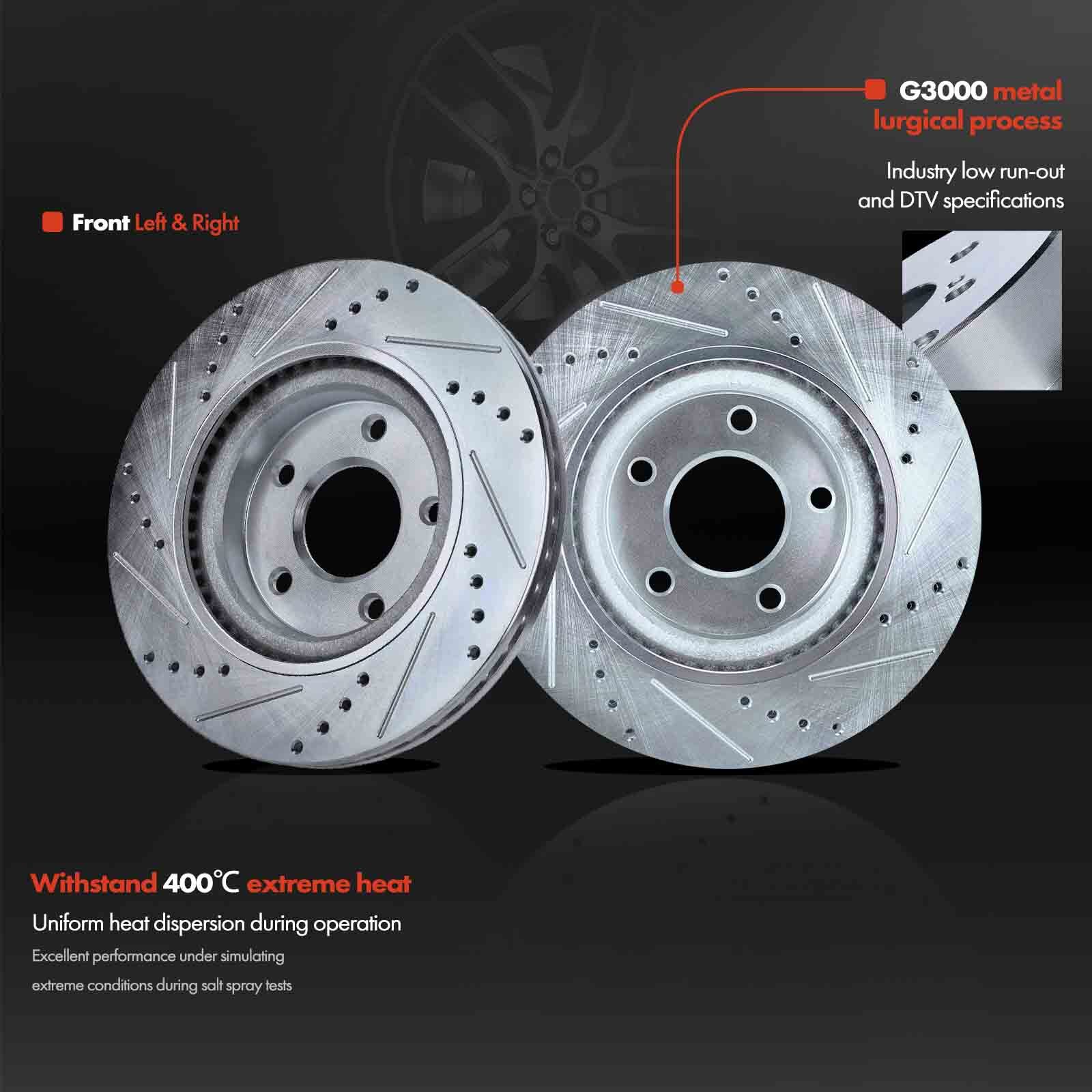 2x 295.8mm Front Left & Right Drilled Brake Rotors for Nissan Altima 2007-2023