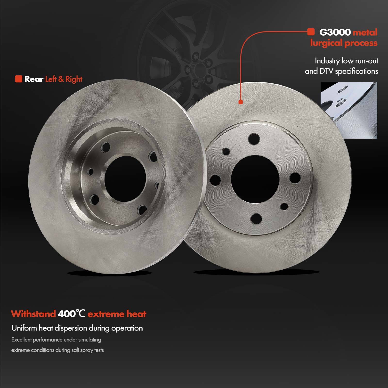 Front & Rear Side Disc Brake Rotors & Ceramic Brake Pads for Fiat 500 L4 1.4L