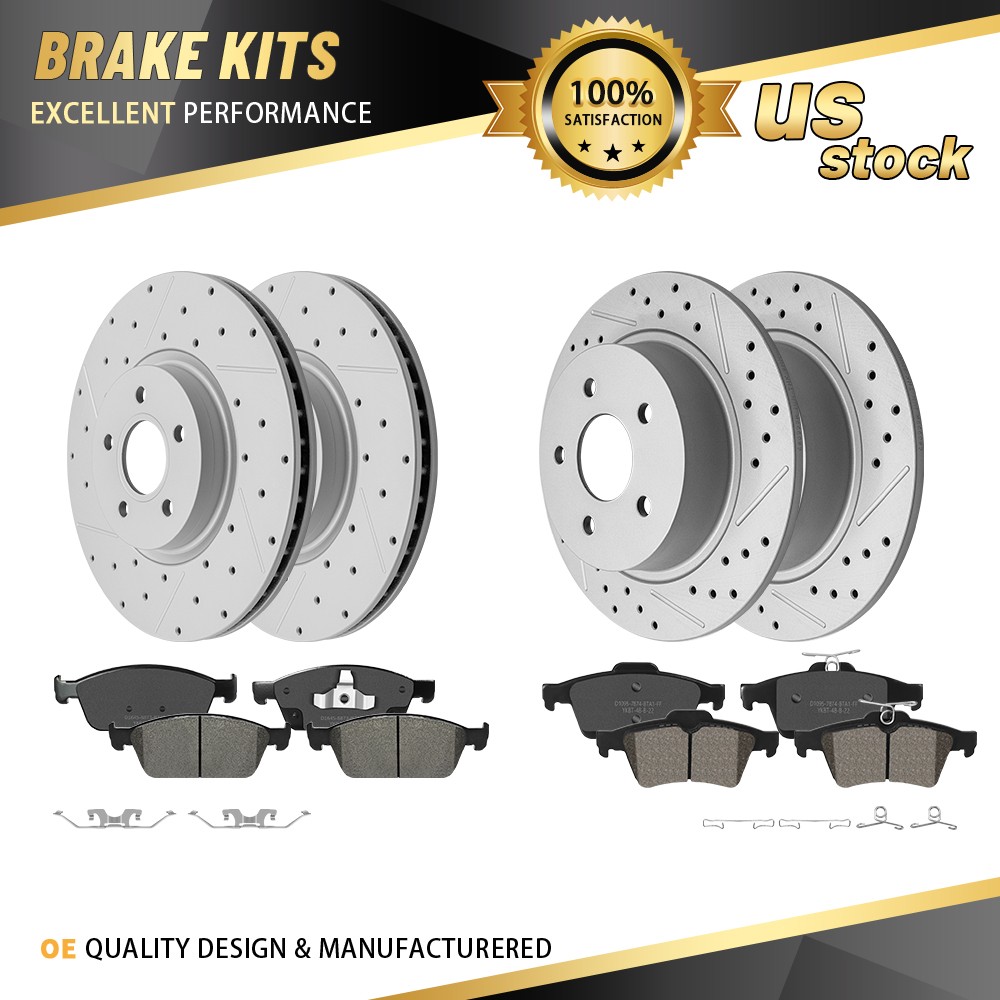 Front & Rear Brake Rotors and Pads w/ Hardware for Ford Escape Transit Connect